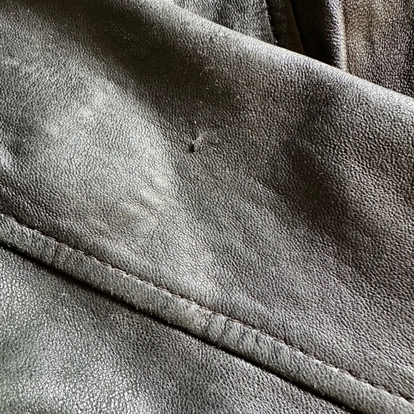 Laura Leigh Vintage Leather Biker Jacket Size Large Black Zip Front and Pockets - Picture 7 of 15